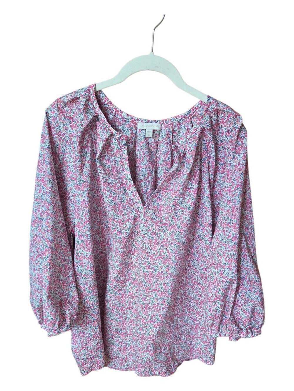 Ann Mashburn Pink Floral Cotton Top Blouse XL